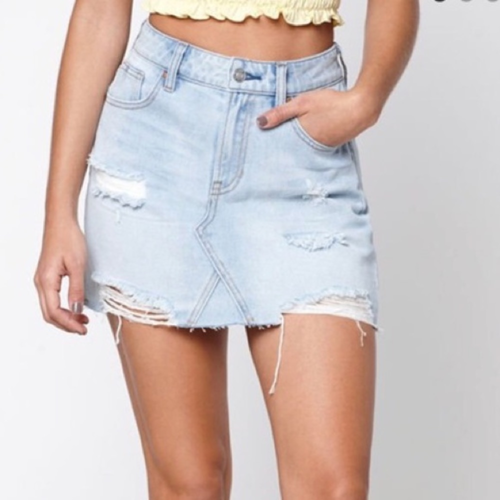 PacSun Denim Mini Distressed Skirt